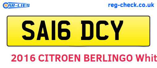 SA16DCY are the vehicle registration plates.