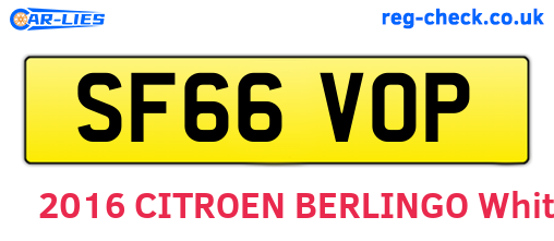 SF66VOP are the vehicle registration plates.