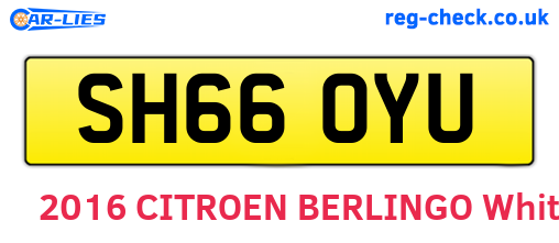 SH66OYU are the vehicle registration plates.