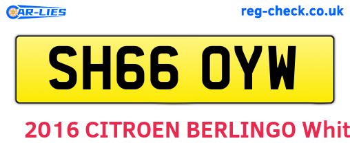 SH66OYW are the vehicle registration plates.