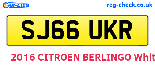 SJ66UKR are the vehicle registration plates.