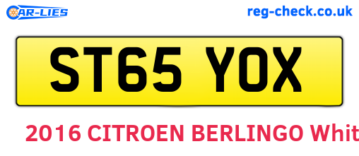 ST65YOX are the vehicle registration plates.