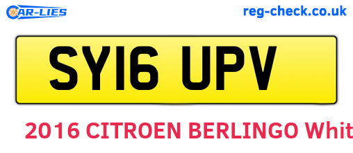 SY16UPV are the vehicle registration plates.