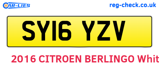 SY16YZV are the vehicle registration plates.