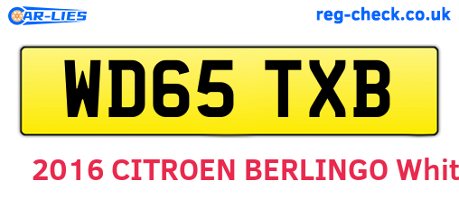 WD65TXB are the vehicle registration plates.
