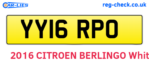 YY16RPO are the vehicle registration plates.
