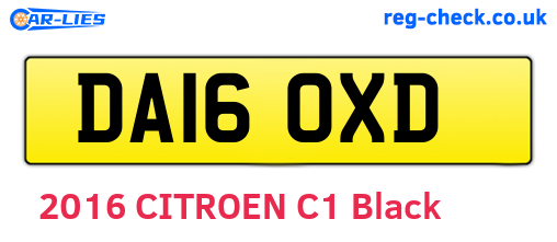DA16OXD are the vehicle registration plates.