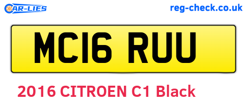 MC16RUU are the vehicle registration plates.