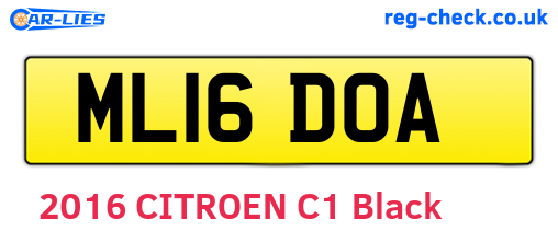 ML16DOA are the vehicle registration plates.