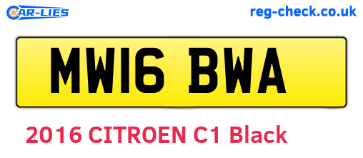MW16BWA are the vehicle registration plates.