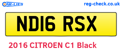 ND16RSX are the vehicle registration plates.