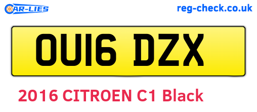 OU16DZX are the vehicle registration plates.