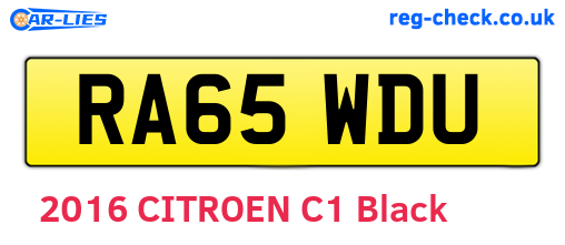RA65WDU are the vehicle registration plates.