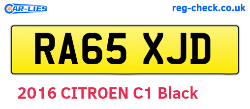 RA65XJD are the vehicle registration plates.