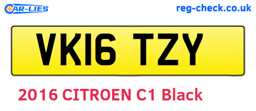 VK16TZY are the vehicle registration plates.