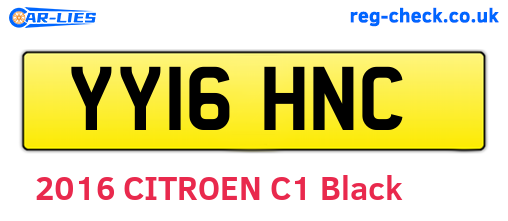 YY16HNC are the vehicle registration plates.