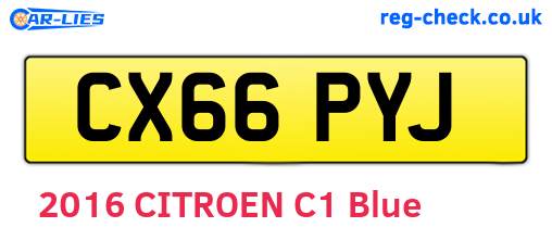 CX66PYJ are the vehicle registration plates.