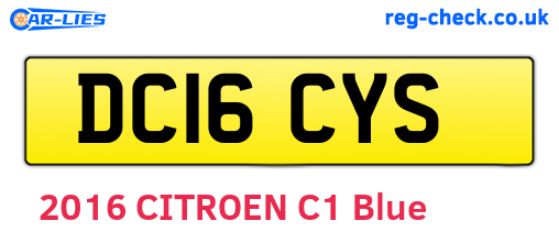 DC16CYS are the vehicle registration plates.