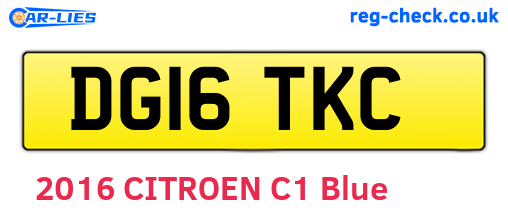 DG16TKC are the vehicle registration plates.