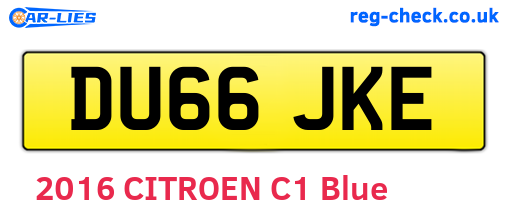 DU66JKE are the vehicle registration plates.