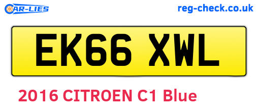 EK66XWL are the vehicle registration plates.