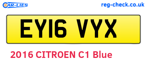EY16VYX are the vehicle registration plates.