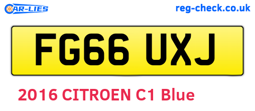 FG66UXJ are the vehicle registration plates.