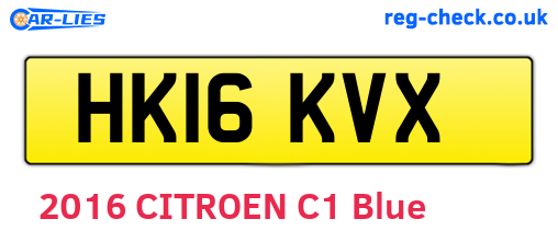 HK16KVX are the vehicle registration plates.