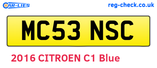 MC53NSC are the vehicle registration plates.
