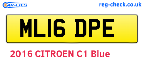 ML16DPE are the vehicle registration plates.
