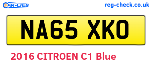 NA65XKO are the vehicle registration plates.