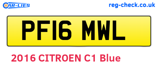 PF16MWL are the vehicle registration plates.