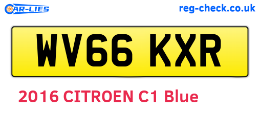 WV66KXR are the vehicle registration plates.