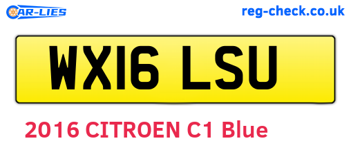 WX16LSU are the vehicle registration plates.