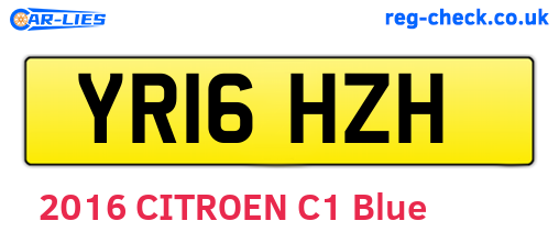 YR16HZH are the vehicle registration plates.