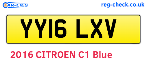 YY16LXV are the vehicle registration plates.