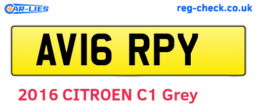 AV16RPY are the vehicle registration plates.