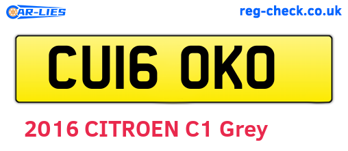 CU16OKO are the vehicle registration plates.