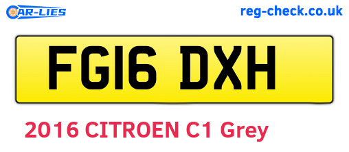 FG16DXH are the vehicle registration plates.