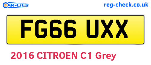 FG66UXX are the vehicle registration plates.