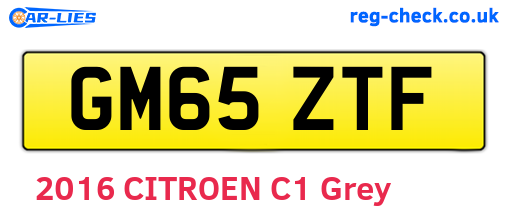 GM65ZTF are the vehicle registration plates.