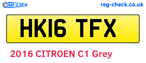 HK16TFX are the vehicle registration plates.