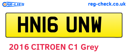 HN16UNW are the vehicle registration plates.