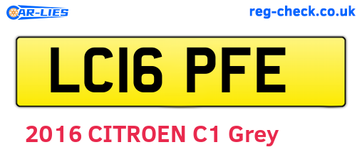 LC16PFE are the vehicle registration plates.