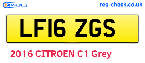 LF16ZGS are the vehicle registration plates.