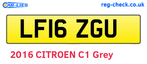 LF16ZGU are the vehicle registration plates.