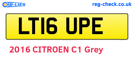 LT16UPE are the vehicle registration plates.