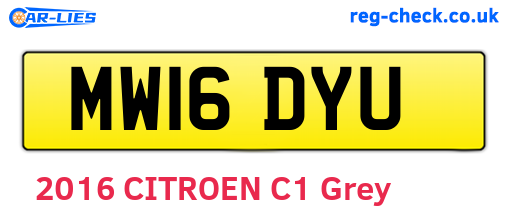 MW16DYU are the vehicle registration plates.