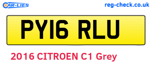 PY16RLU are the vehicle registration plates.