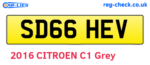 SD66HEV are the vehicle registration plates.